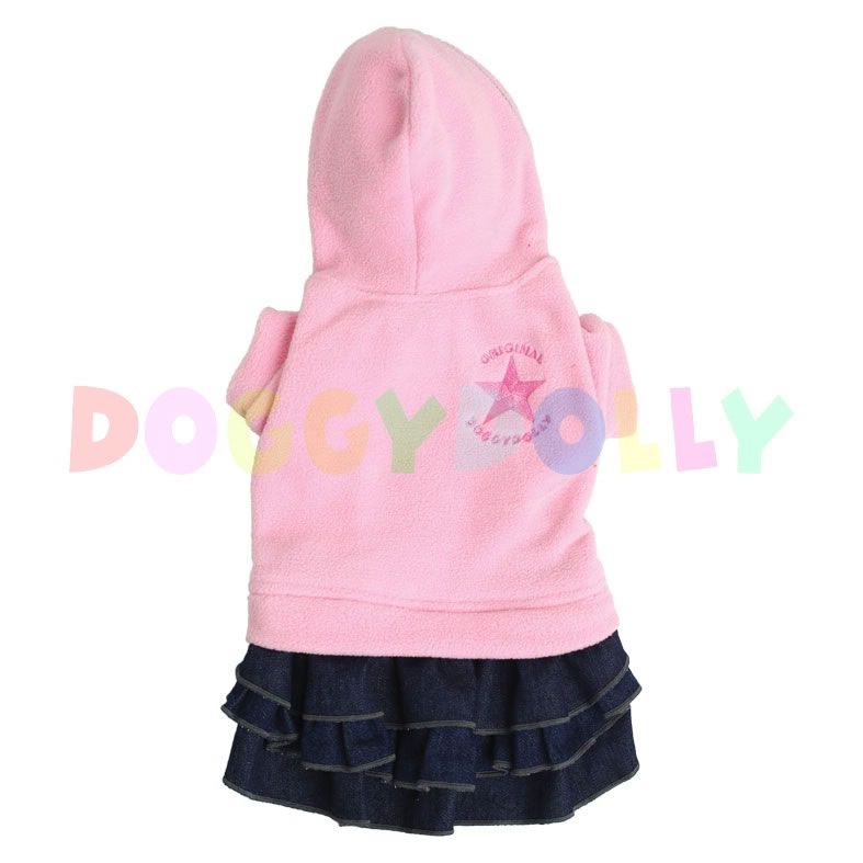 Obleček Doggydolly růžový fleece se sukní XXS